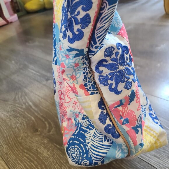 Lily Pulitzer Quilted Beach Tote Carry All - Koi Fish Checkered - Picture 9 of 16